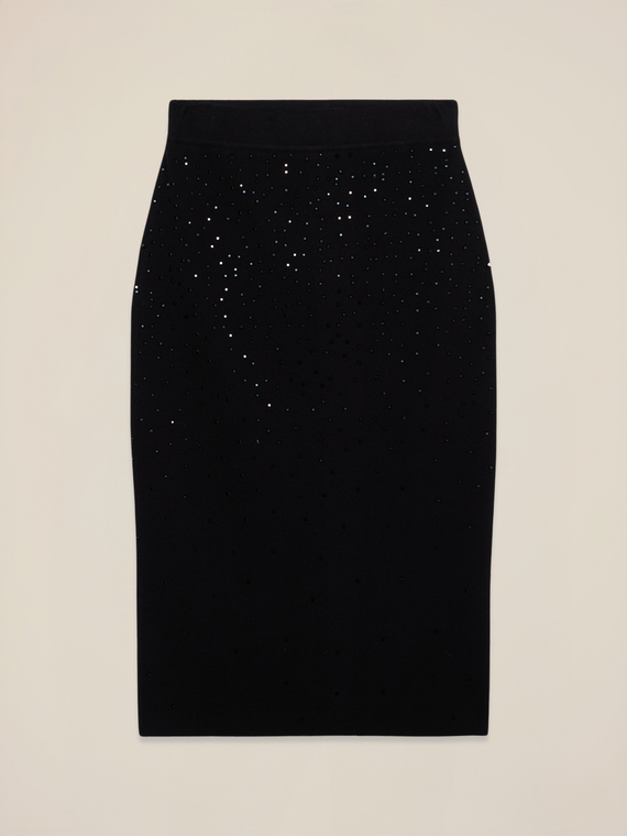 Knit skirt with crystals
