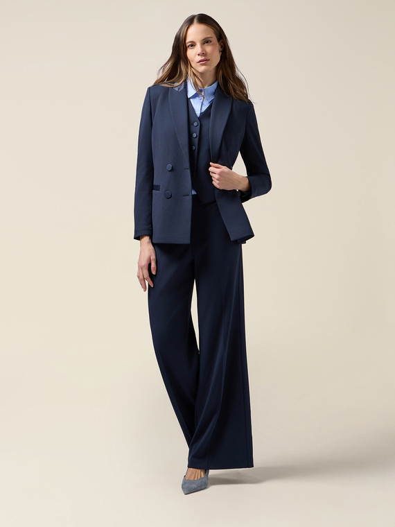 Wide-leg palazzo pants in crepe fabric