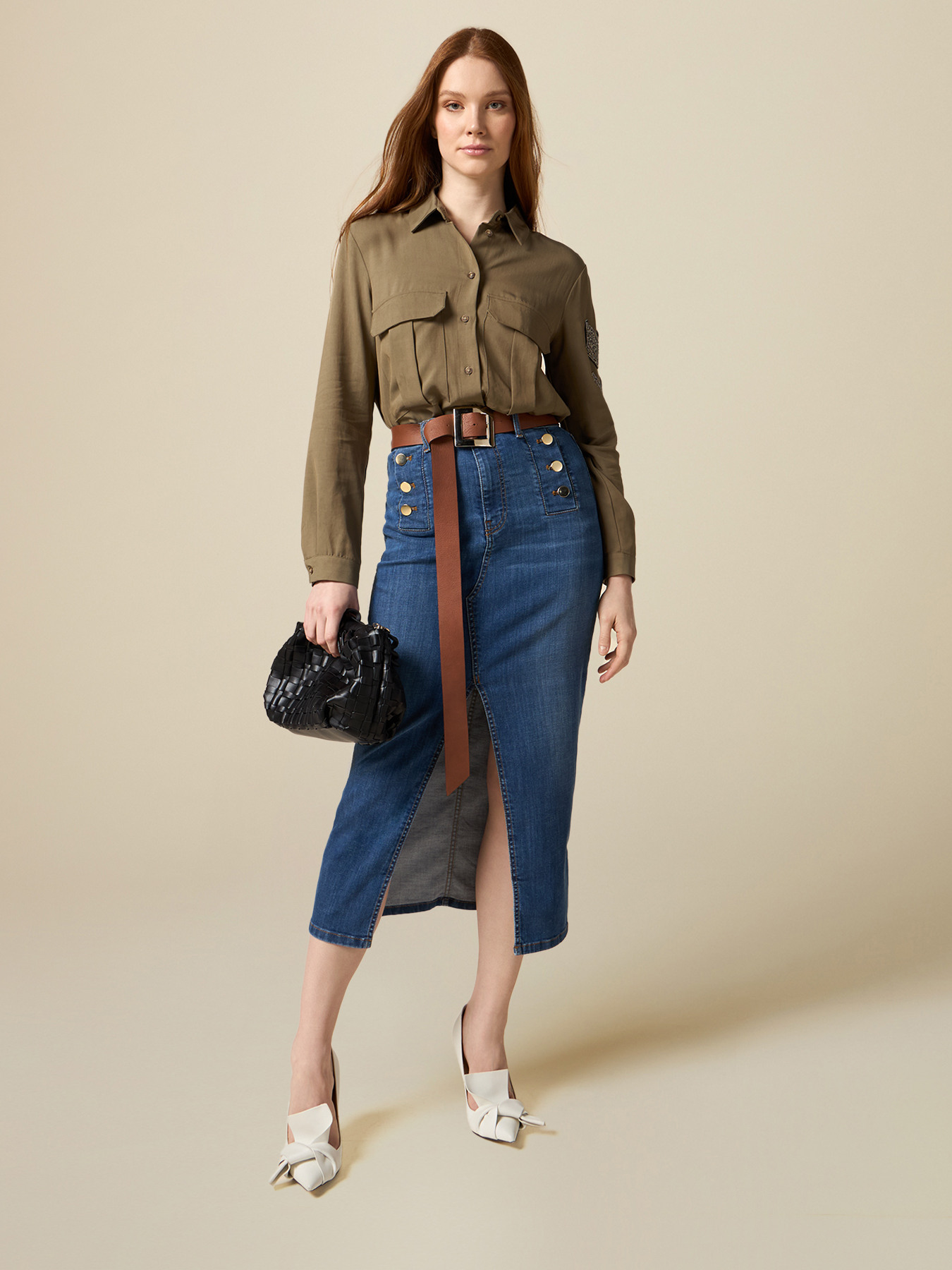 Falda de tubo de tela vaquera image number 0