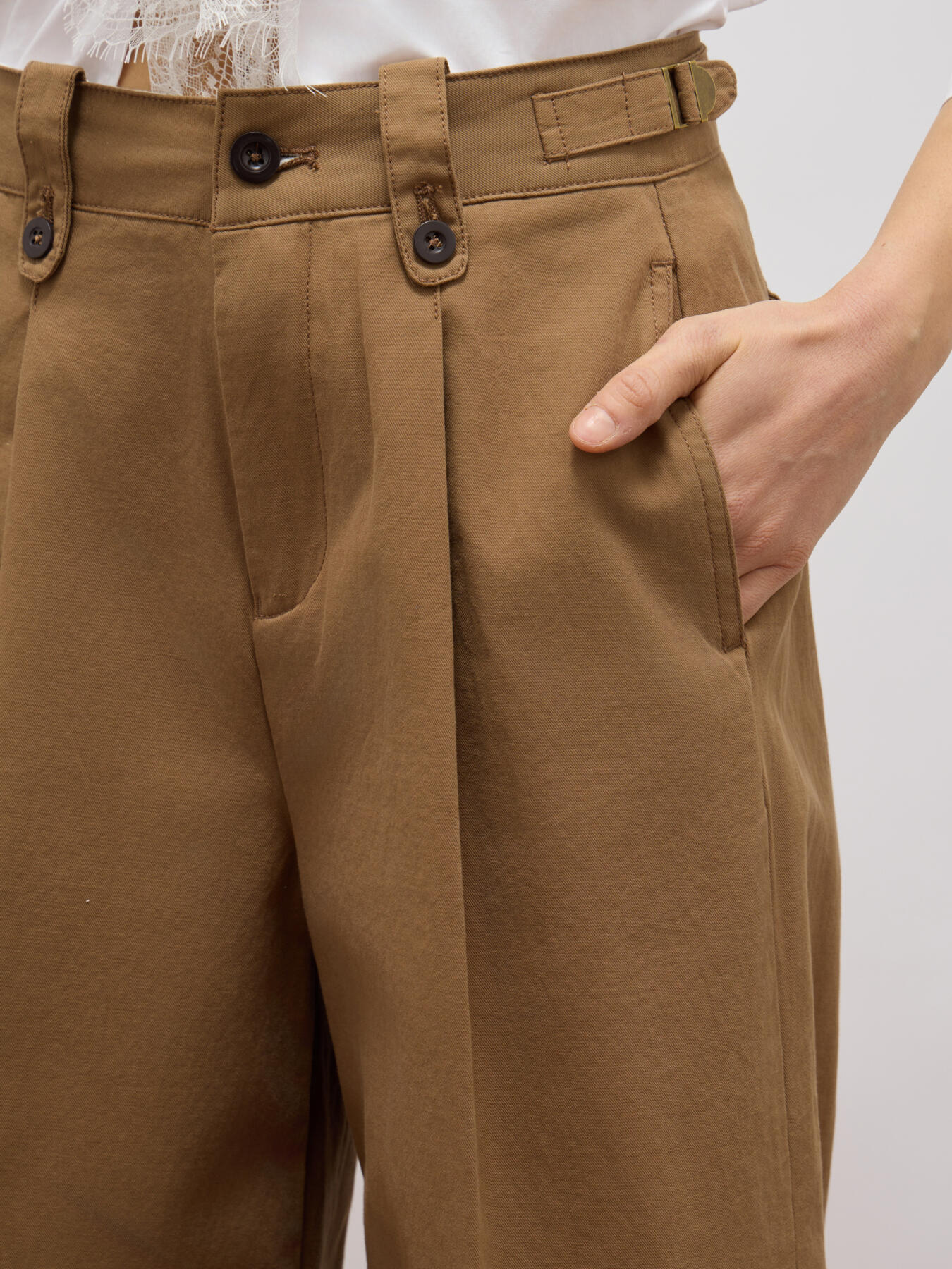 Cotton blend drill palazzo pants image number 2