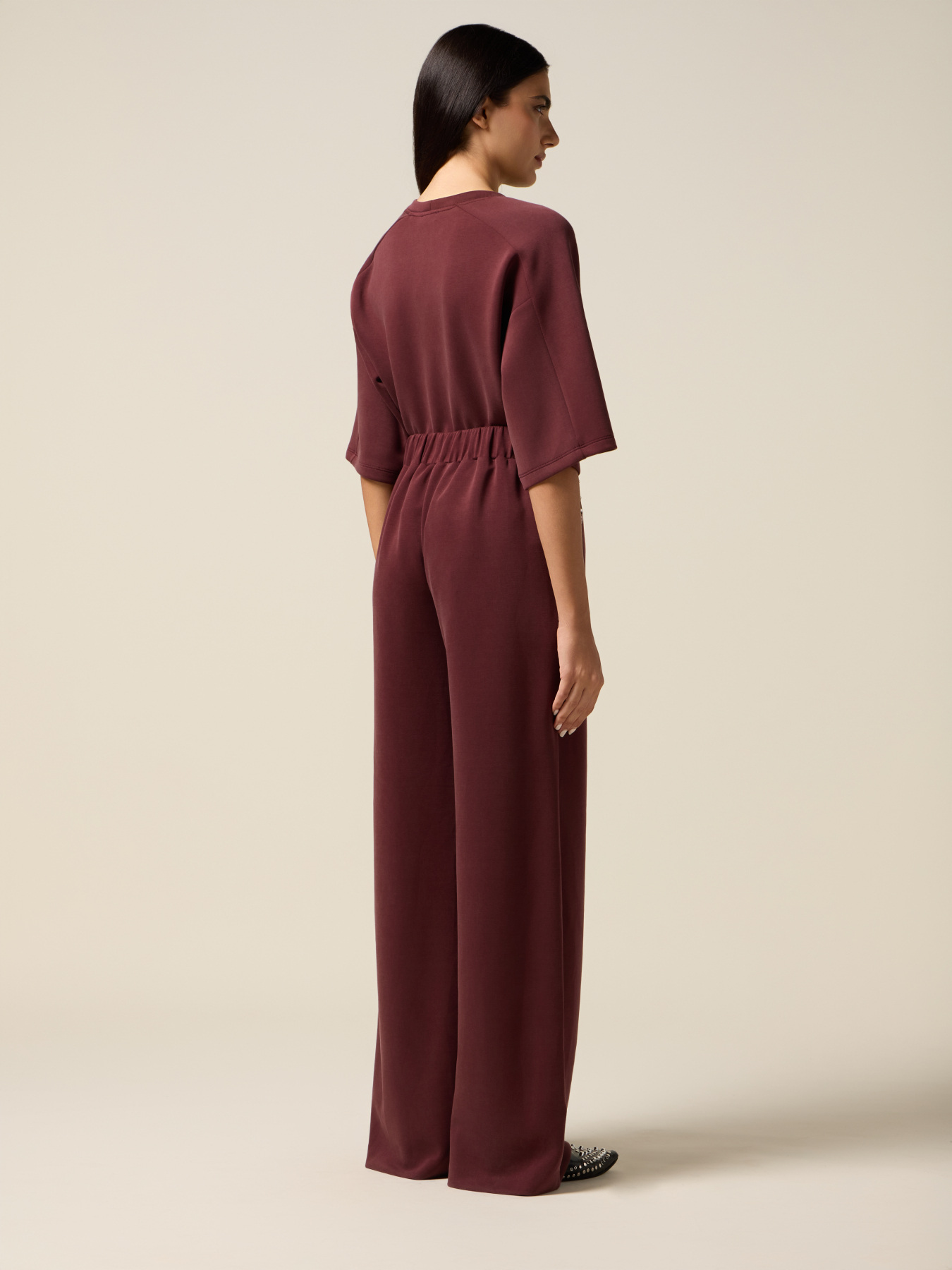 Palazzo pants in scuba fabric with welt pockets image number 1