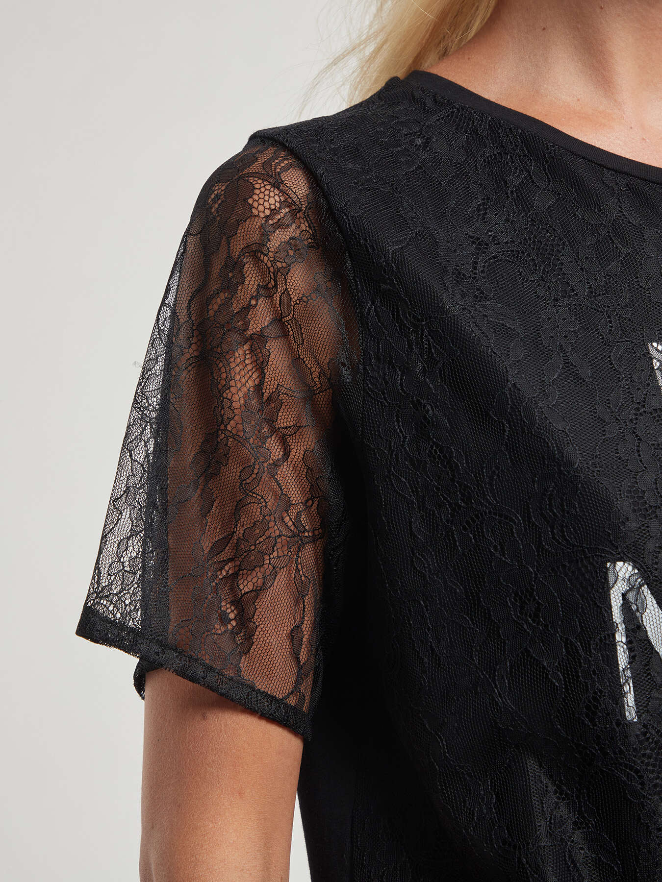 T-Shirt mit Aufdruck und Spitze image number 3