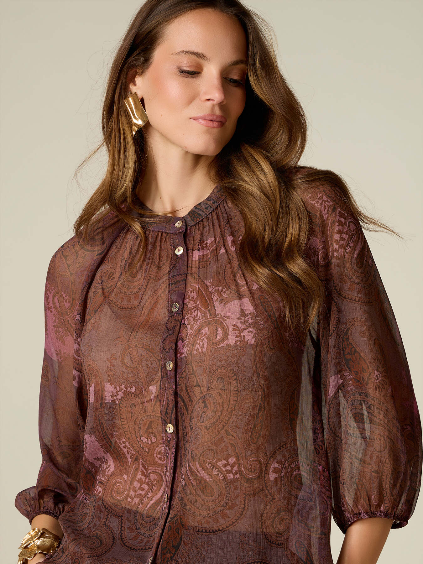 Chemise en georgette &agrave; motifs image number 2