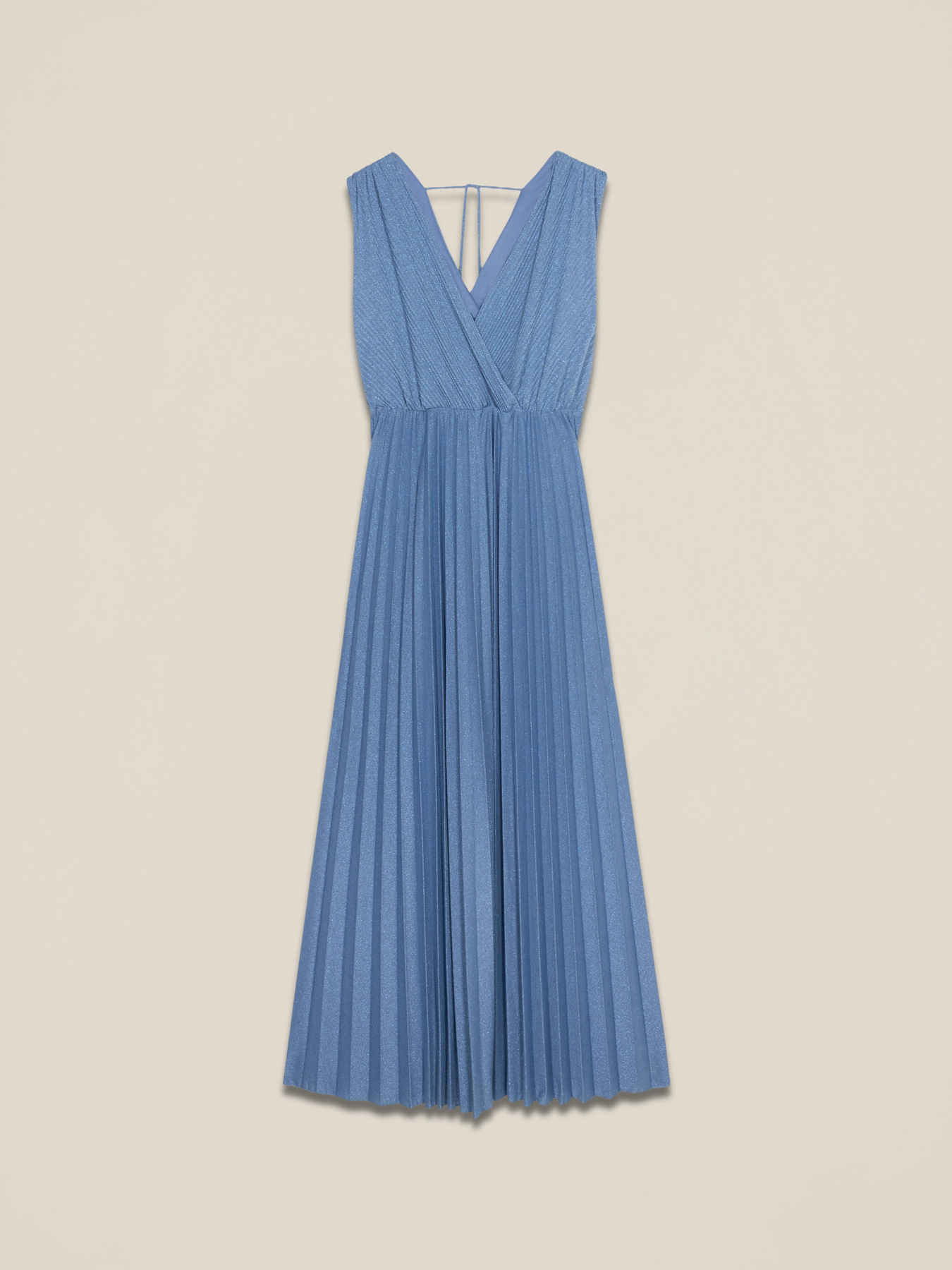 Long pleated lurex dress