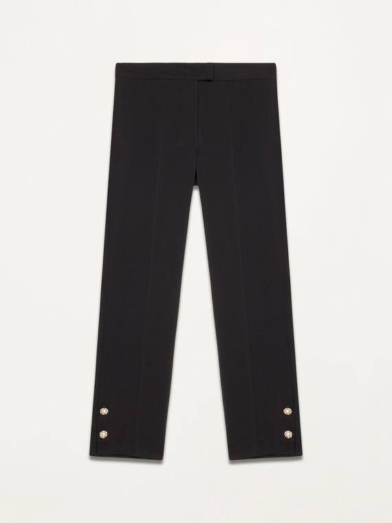 Stovepipe trousers with jewel buttons