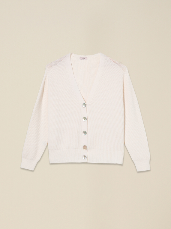 Viscose blend V-neck cardigan