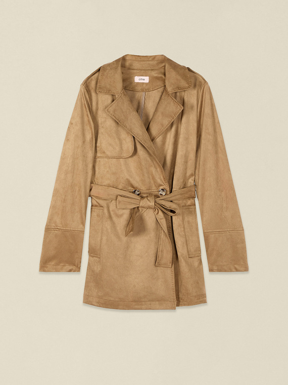 Nubuck-effect trench coat