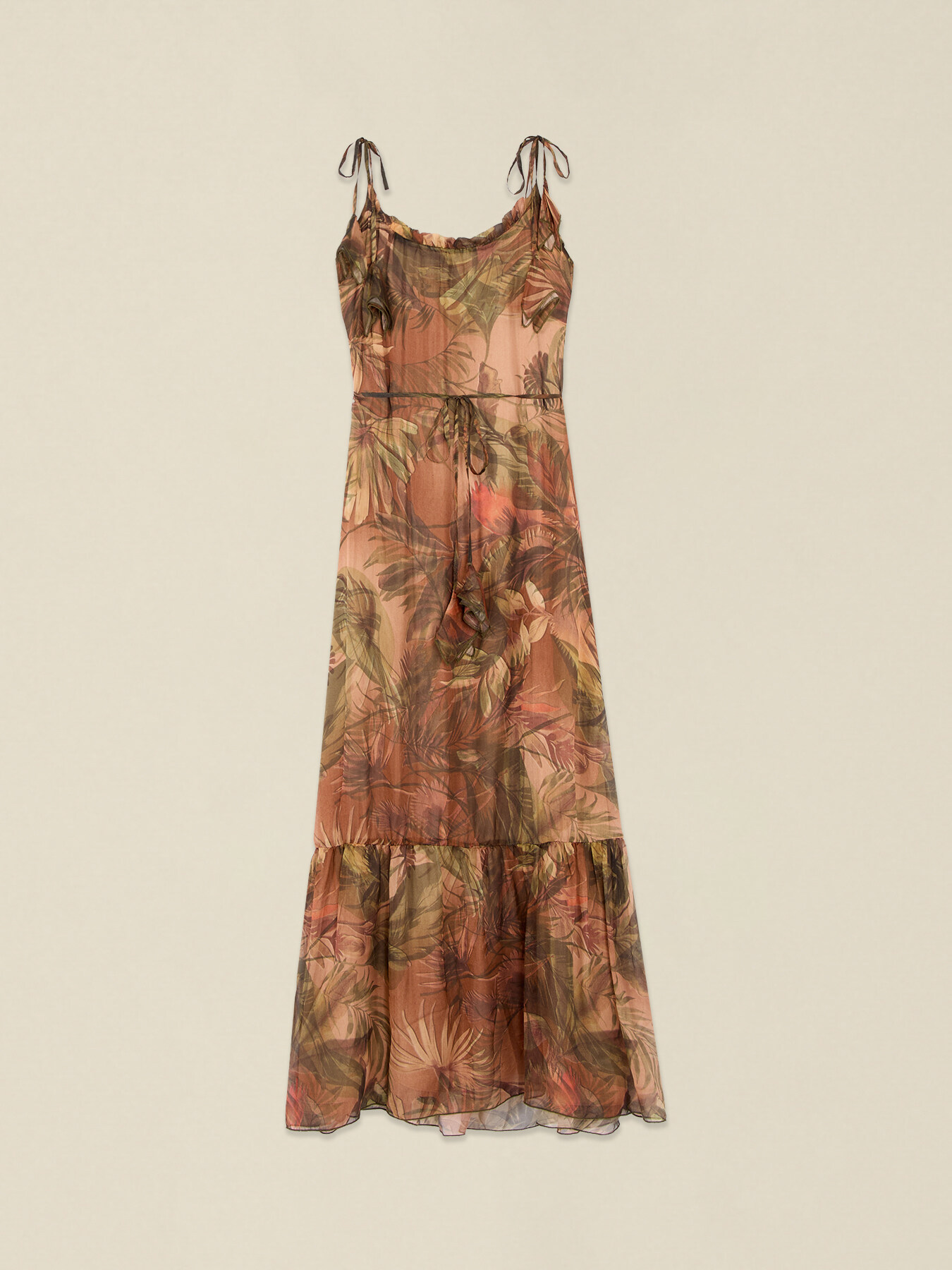 Langes Kleid aus Seidenchiffon-Mix image number 3