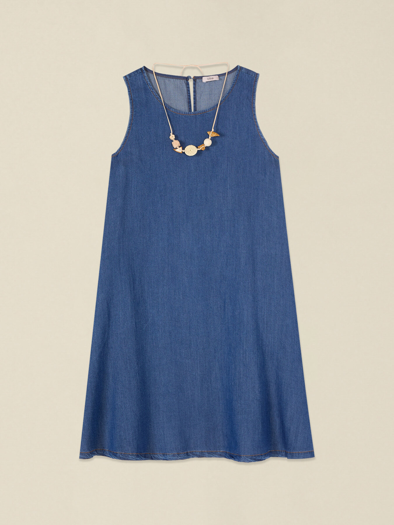 Short dress in tencel with denim effect image number 3