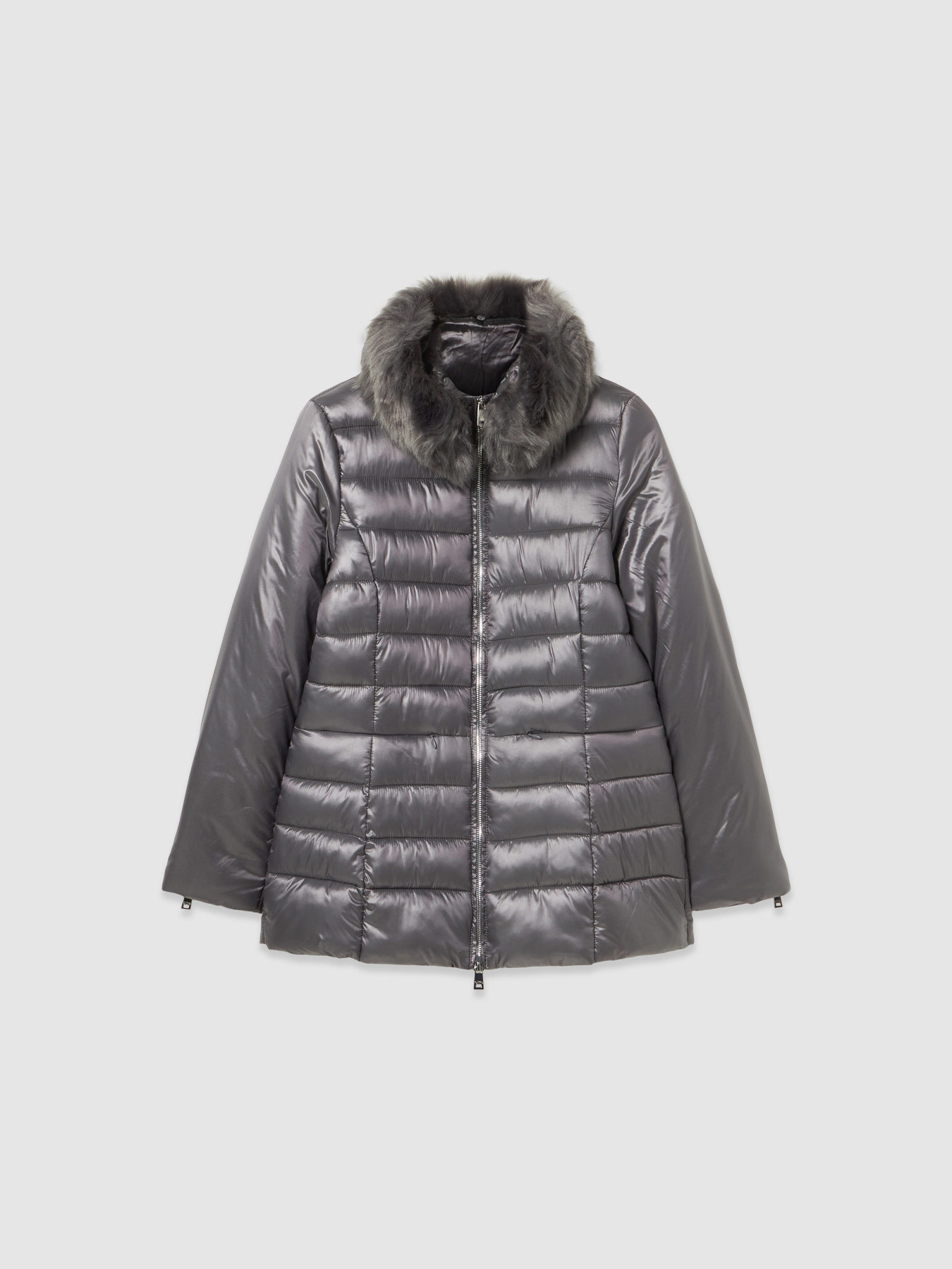 Piumino con collo in pelliccia sintetica image number 3