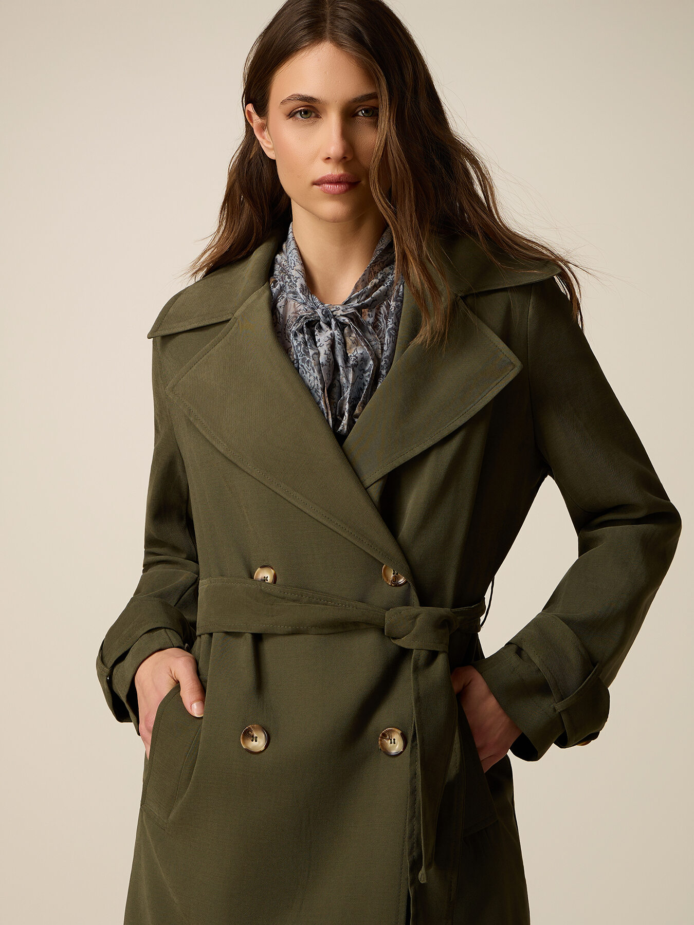 Double-breasted viscose blend trench coat image number 2