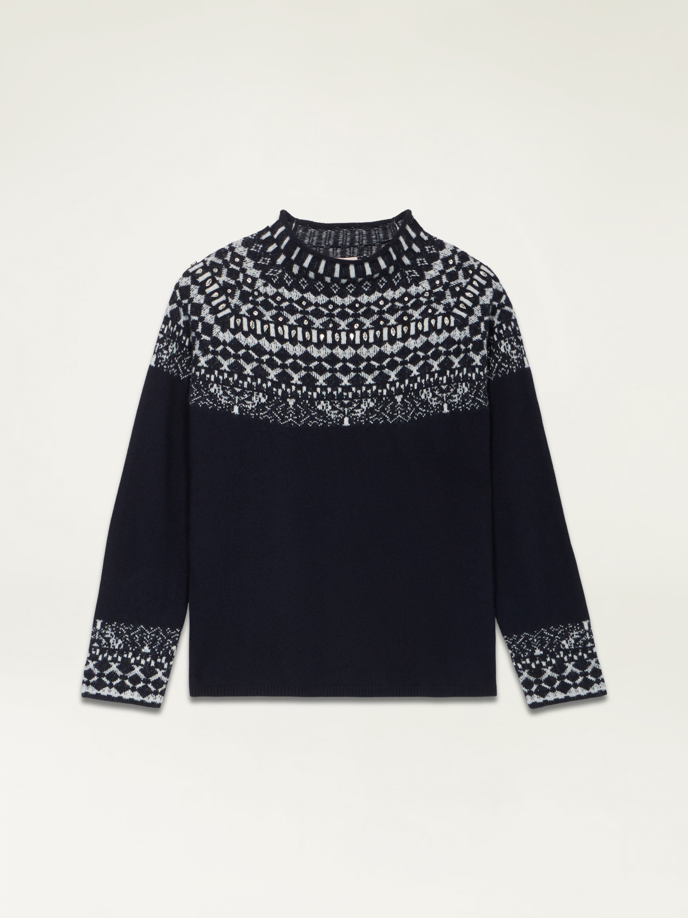 Pullover mit Intarsien und Steinen image number 3