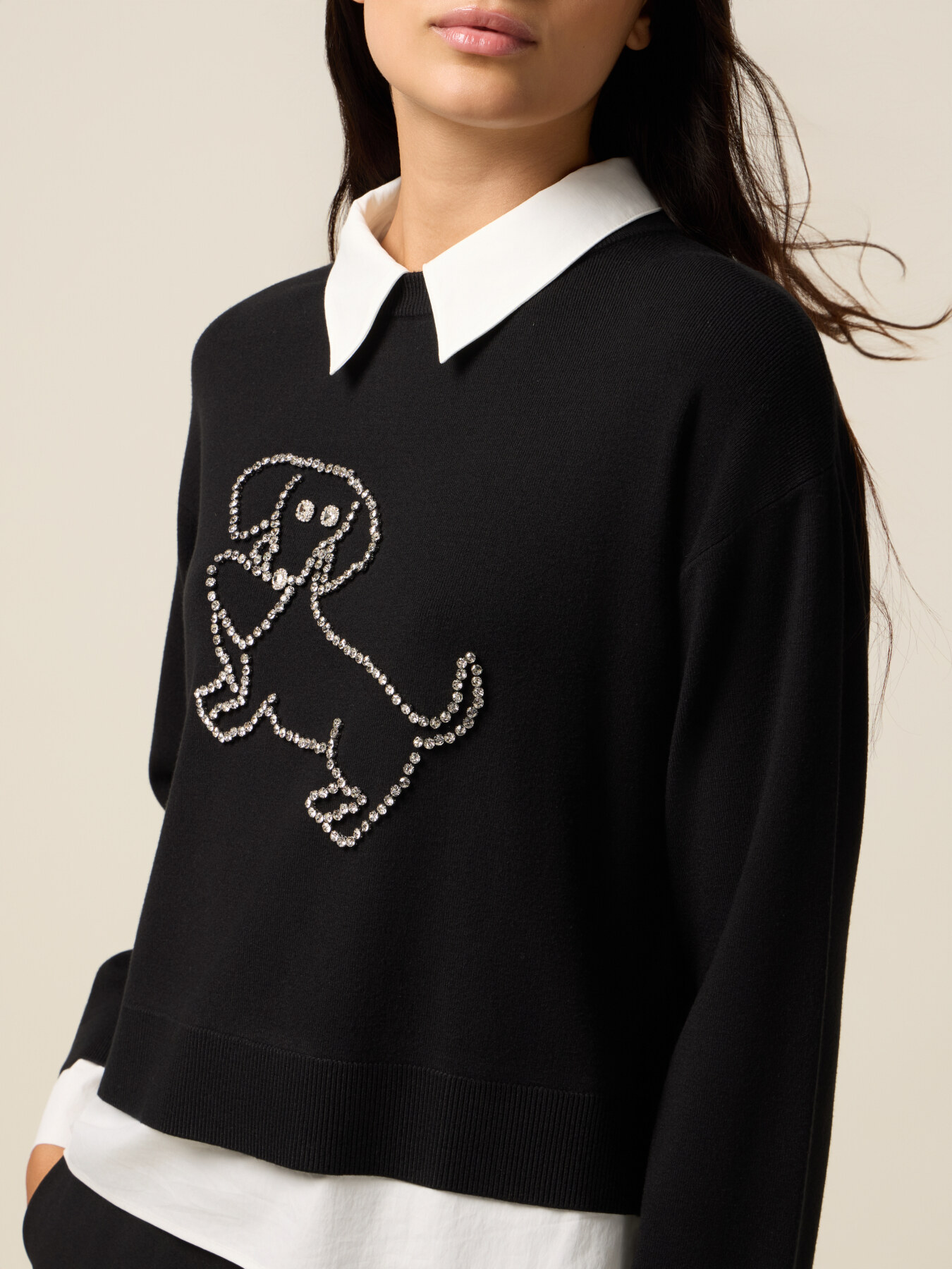 Sweater with ribbed cuffs and collar image number 2