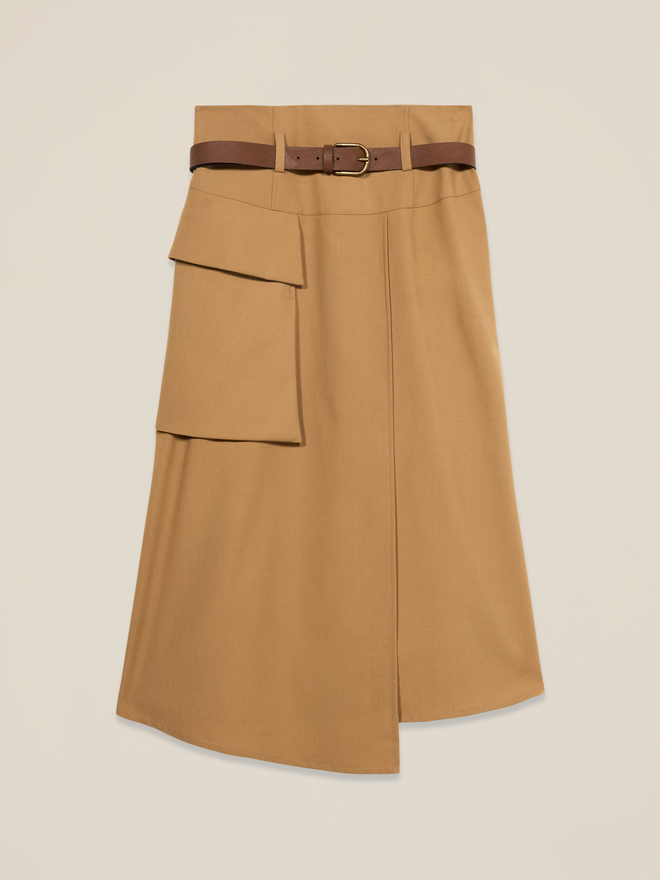 Jupe midi fluide en forme de A avec panneau image number 4