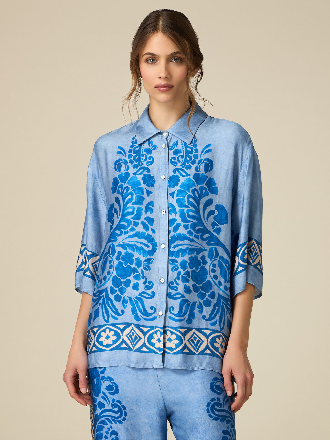 Patterned viscose shirt image number 0