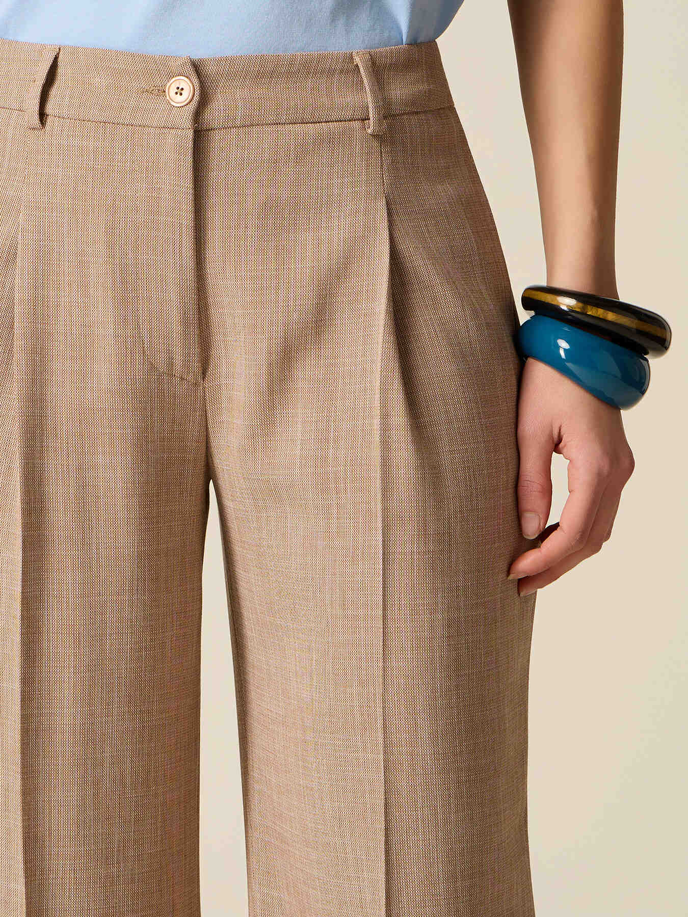 Pantalon palazzo m&eacute;lange viscose image number 2