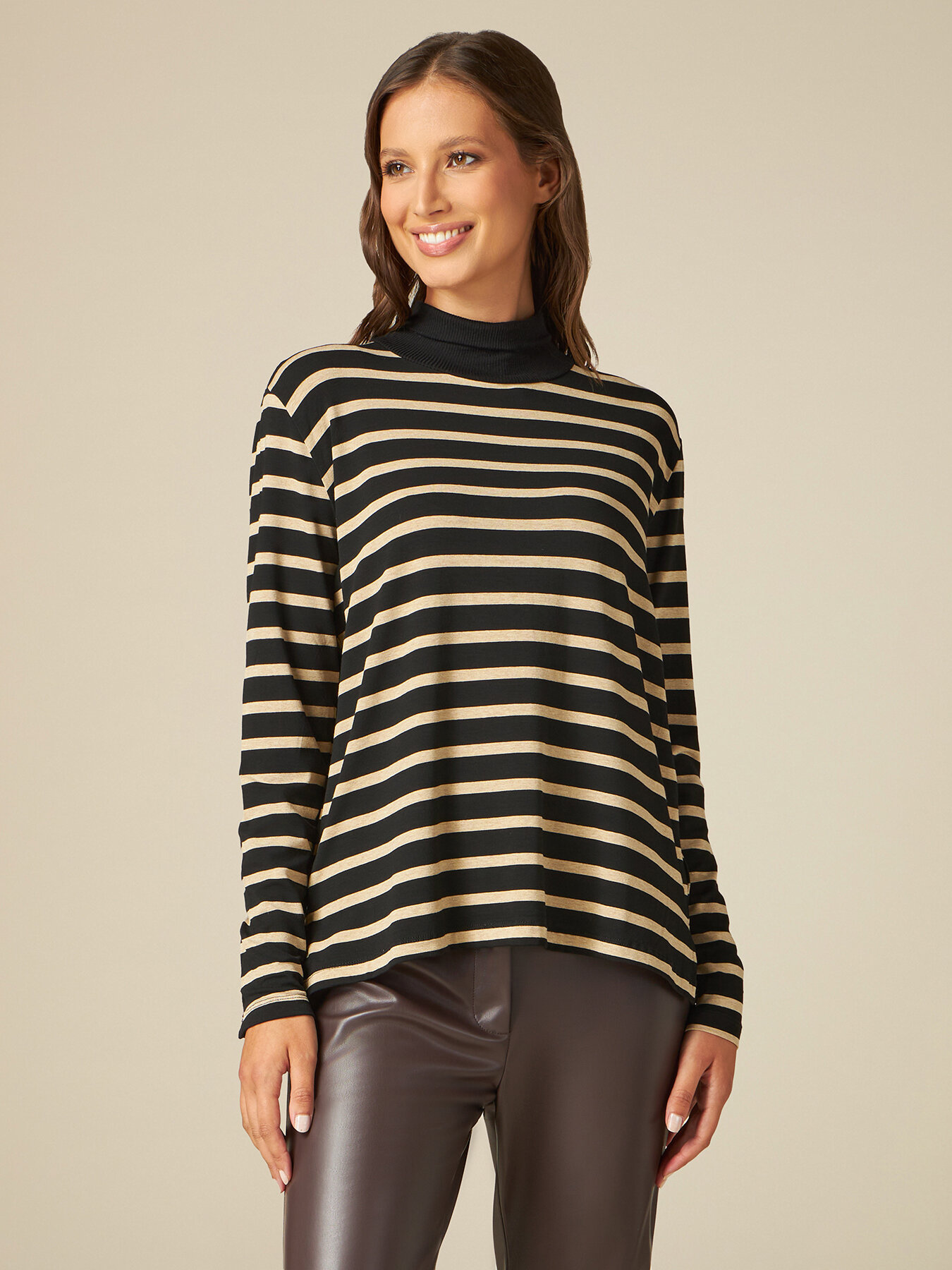 Striped turtleneck T-shirt image number 0