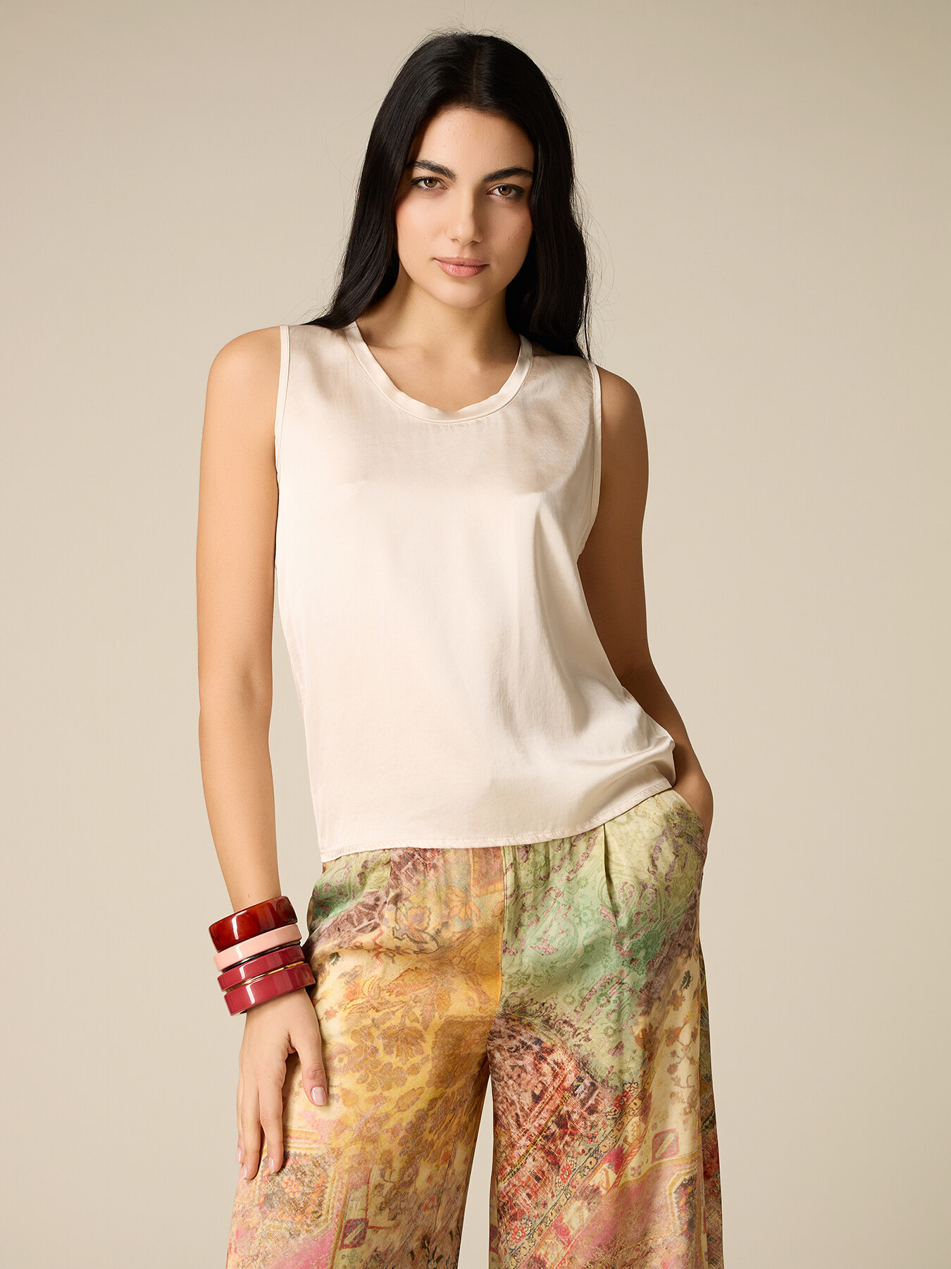 Viscose blend satin top image number 0