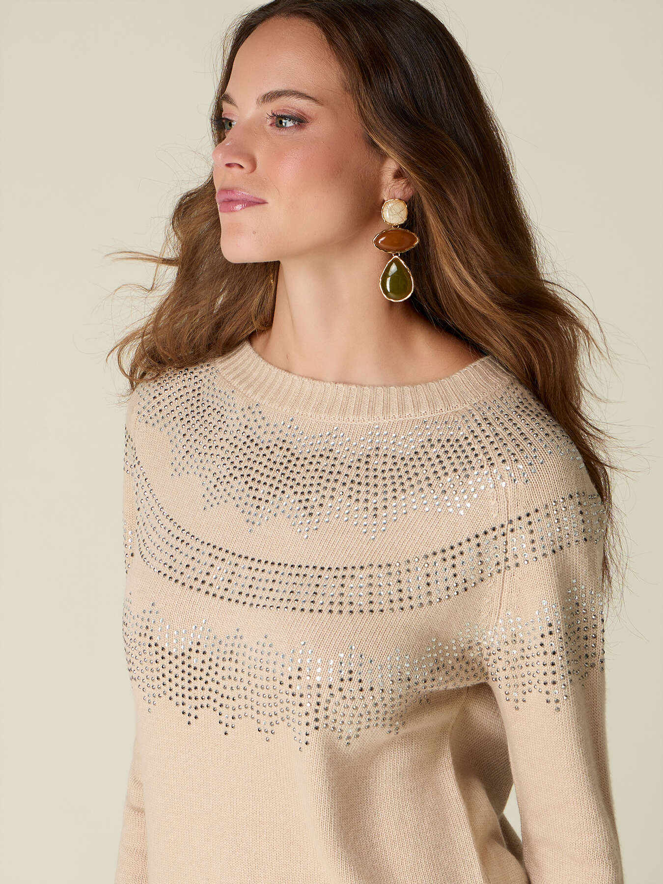 Maglia misto lana con cristalli image number 3