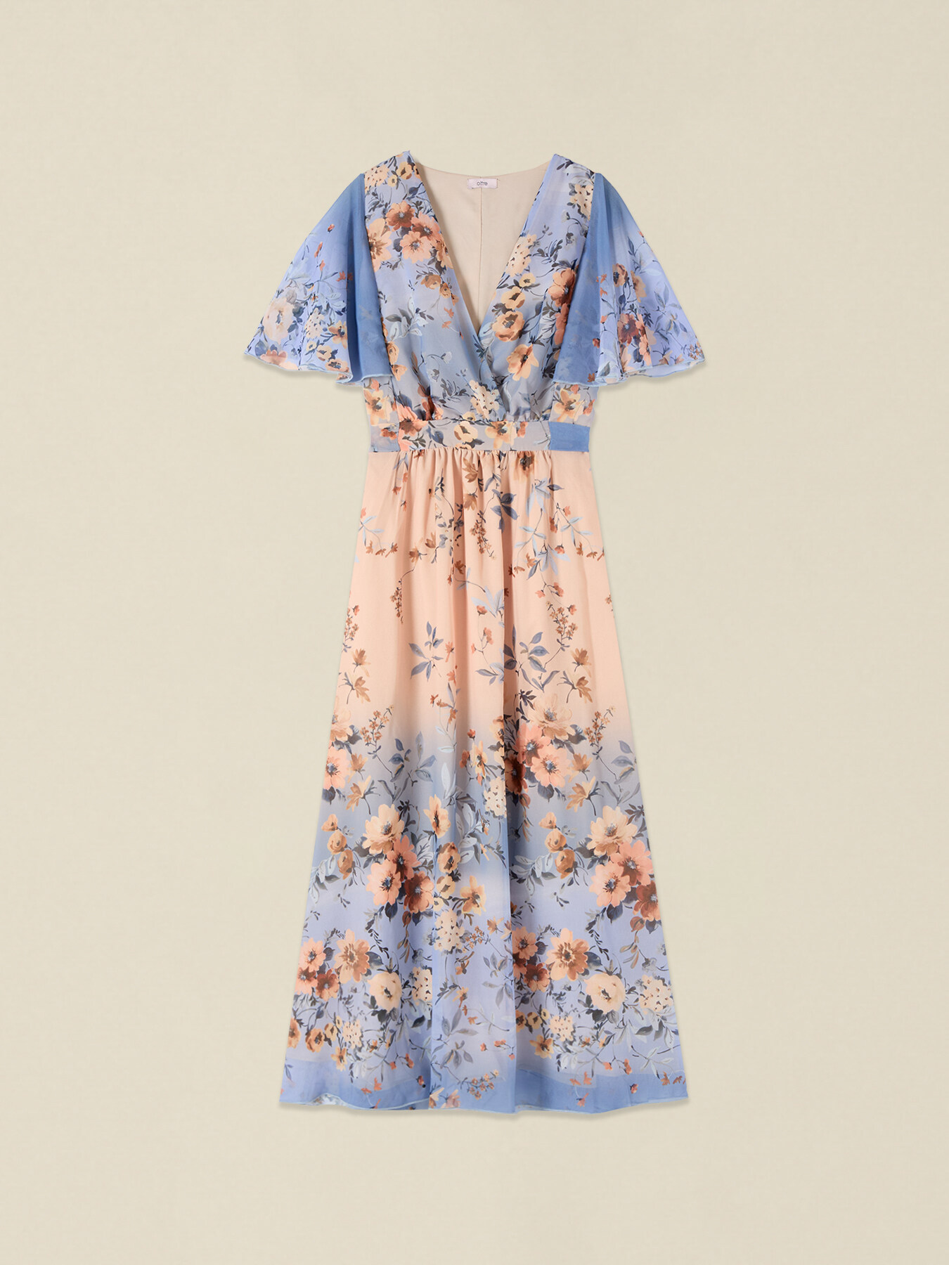 Robe &eacute;vas&eacute;e en georgette &agrave; motifs image number 3
