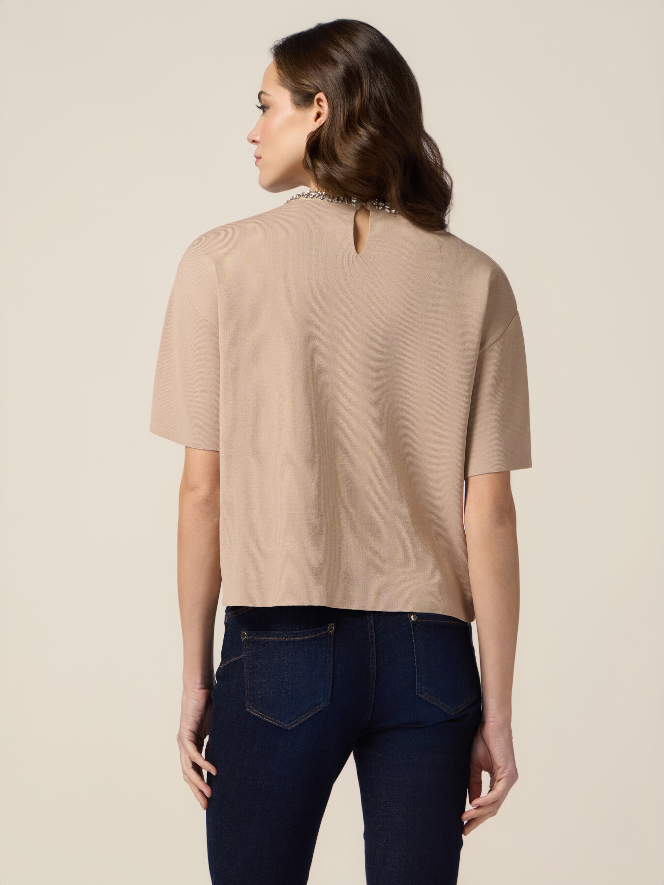Boxy sweater with jewel embroidery image number 1