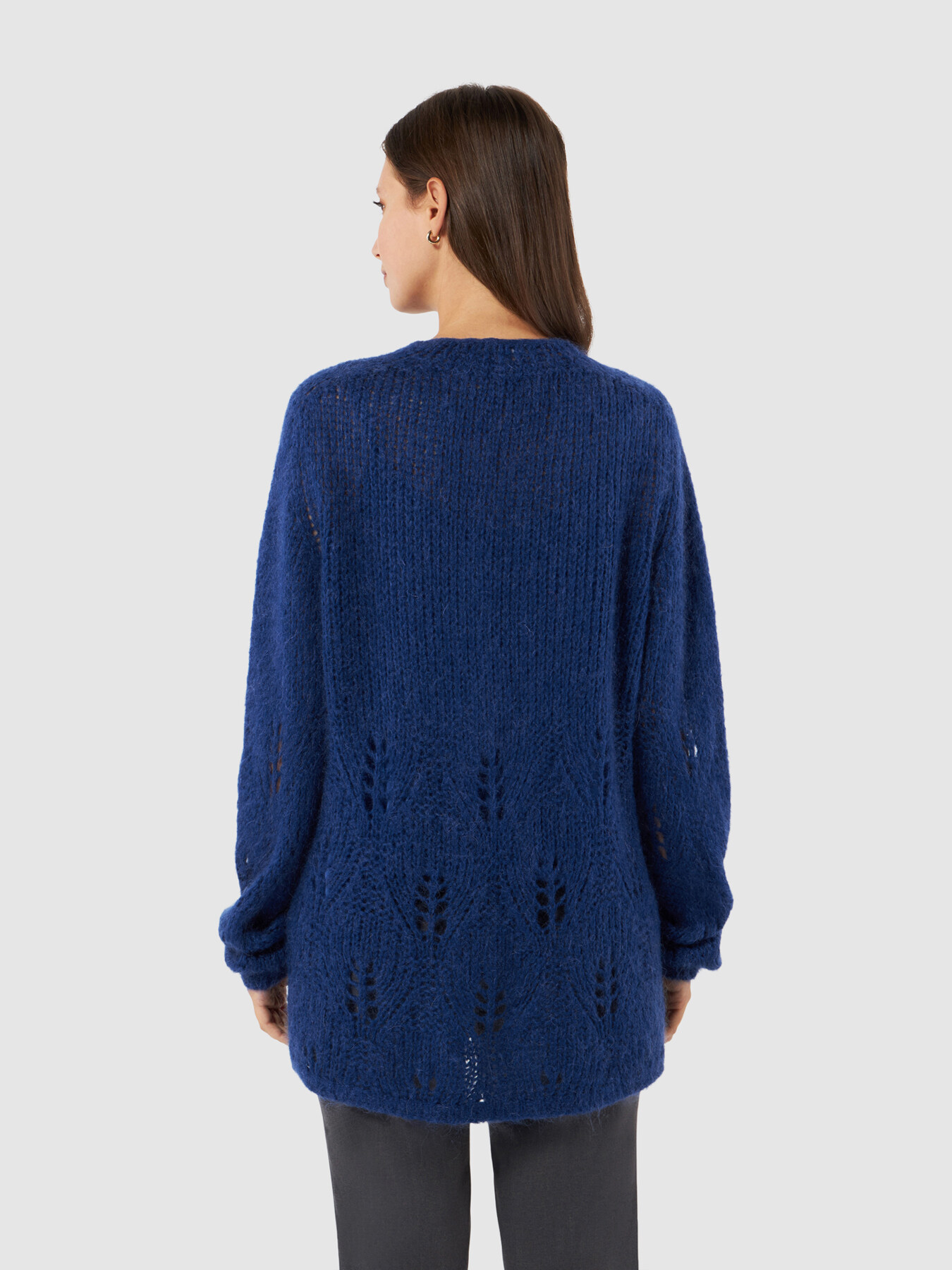 Cardigan en mohair m&eacute;lang&eacute; avec bouton bijou image number 1