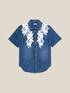 Camicia denim con ricamo floreale image number 3