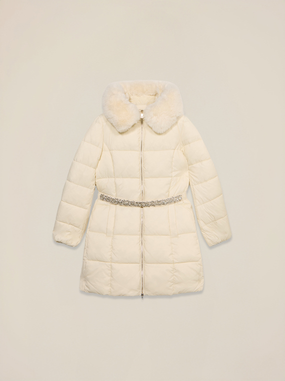Midi-Daunenjacke mit Schmuckg&uuml;rtel