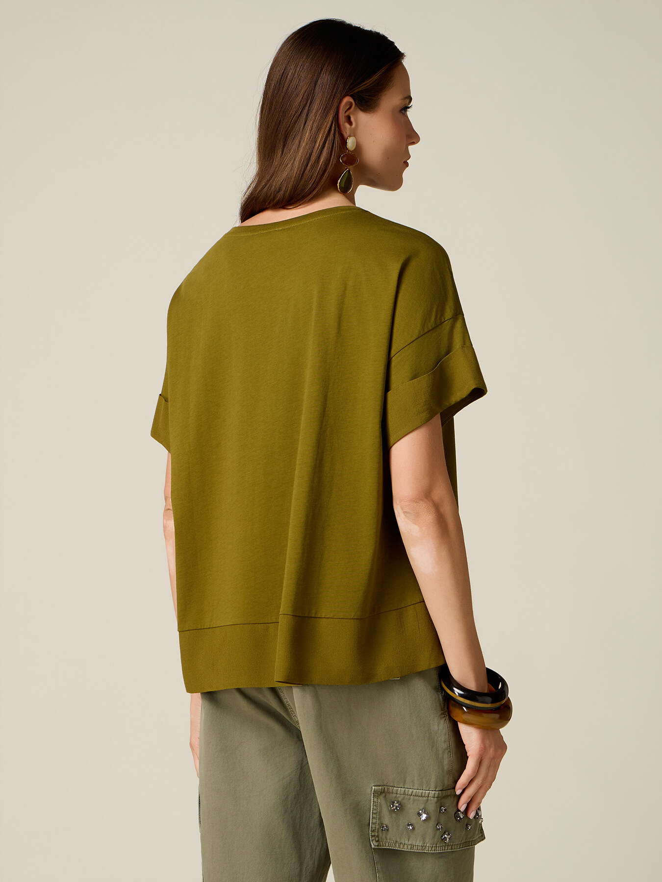 Bi-material oversized T-shirt image number 1