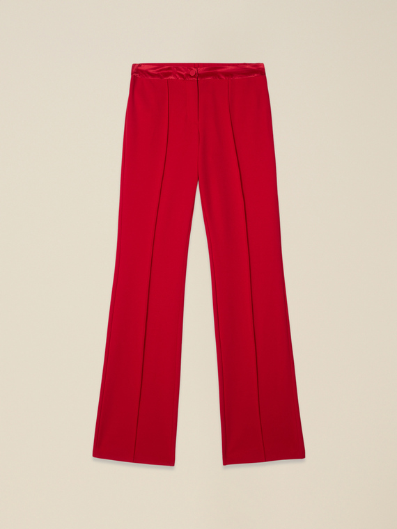 Flare pants in cr&ecirc;pe fabric