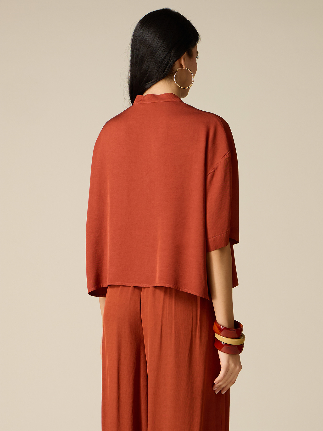 Boxy shirt with mandarin collar image number 2