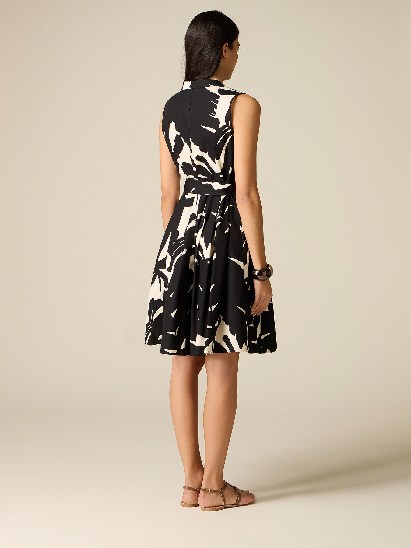 Flare dress in printed poplin image number 1