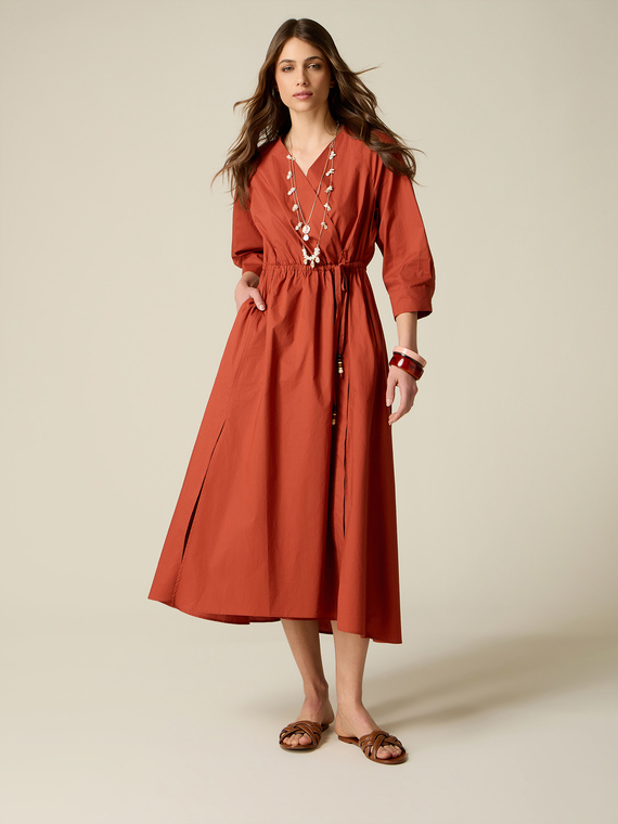 Robe portefeuille en popeline