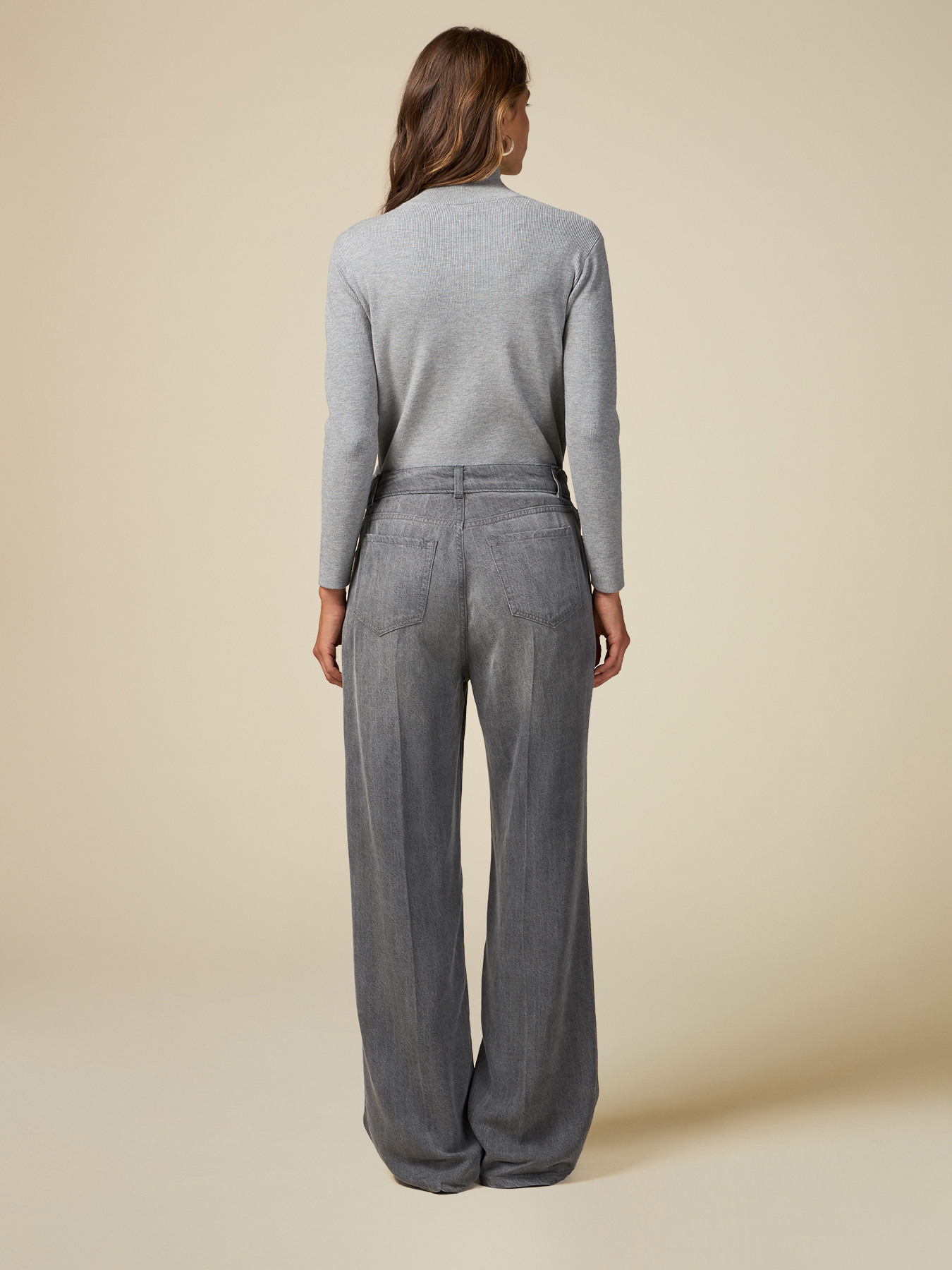 Vaqueros wide leg grises de tencel image number 1