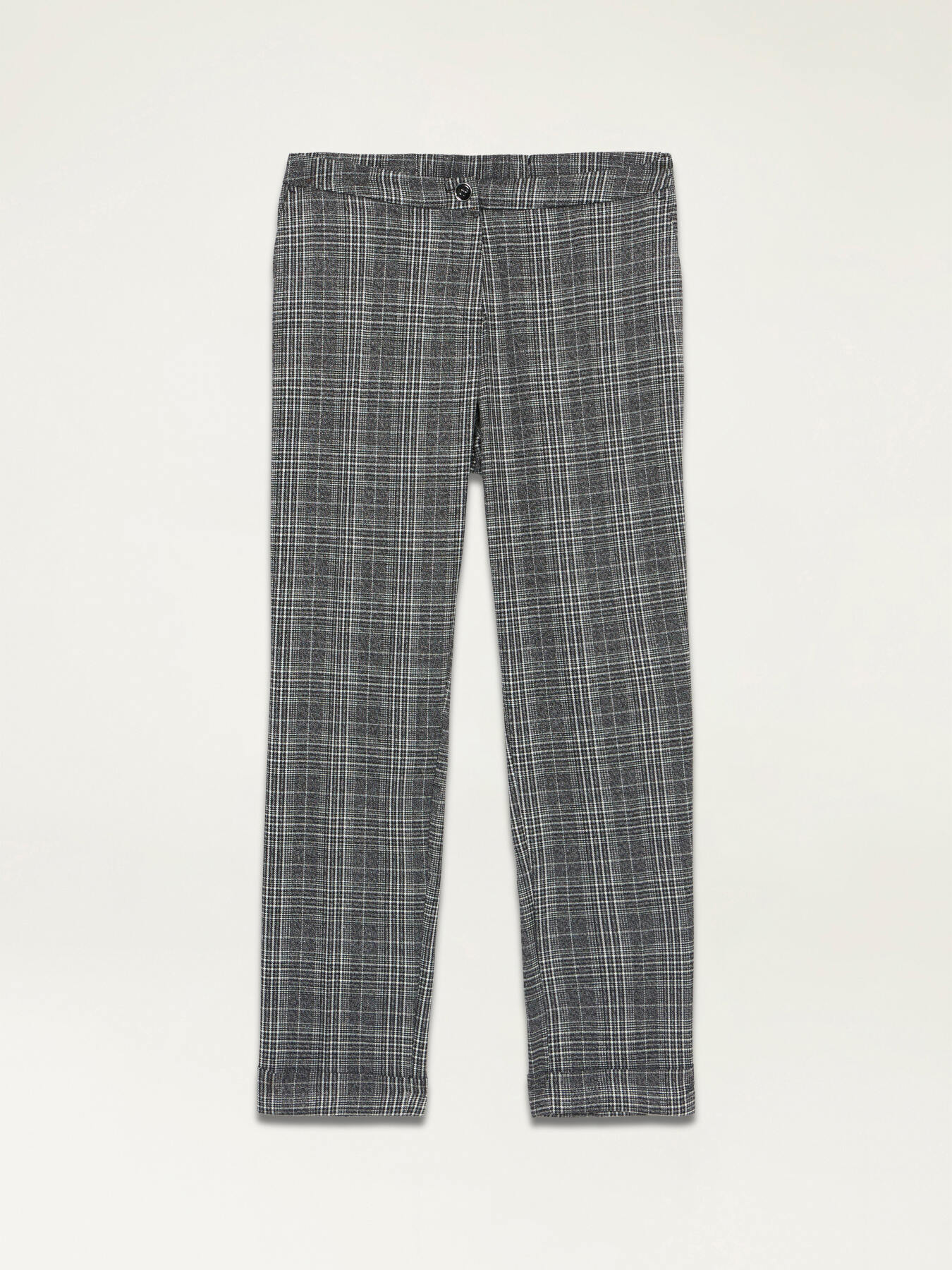 Pantalones rectos en tejido de cuadros image number 4