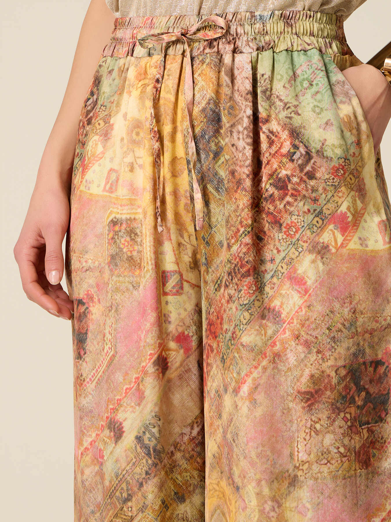 Patterned satin palazzo pants image number 2