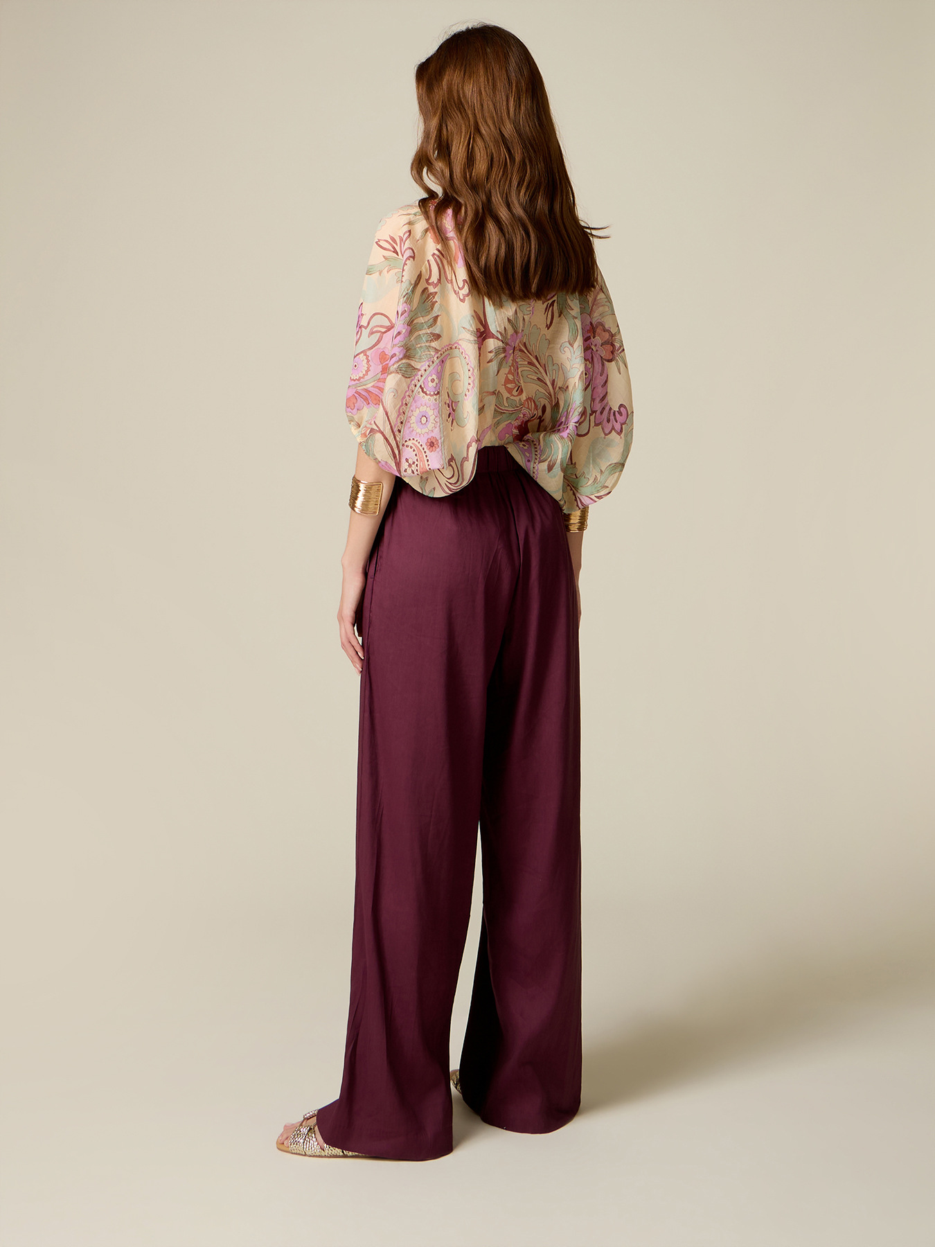 Pantaloni palazzo misto lino image number 1