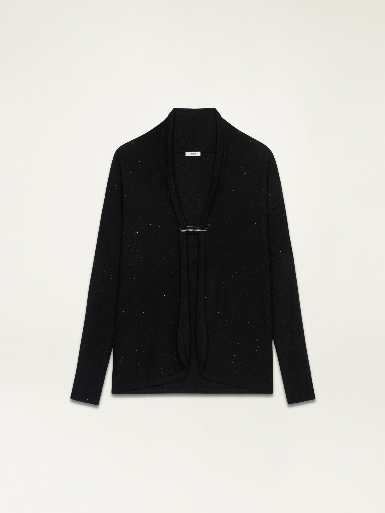 Cardigan lurex misto cashmere con spilla image number 3
