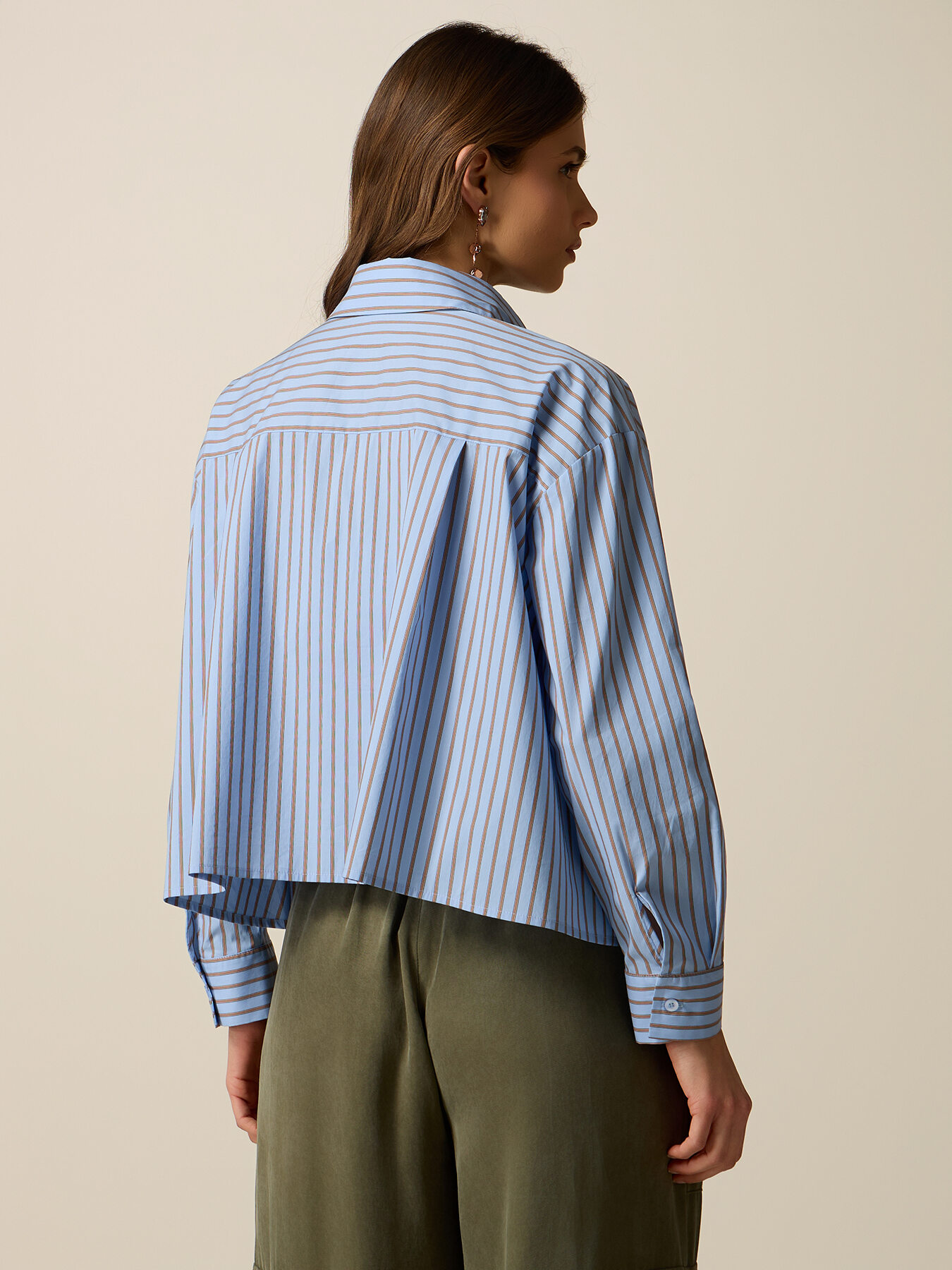 Chemise boxy en popeline &agrave; rayures image number 1