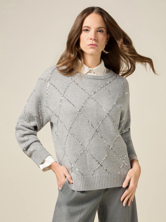 Cashmere blend sweater with sequins