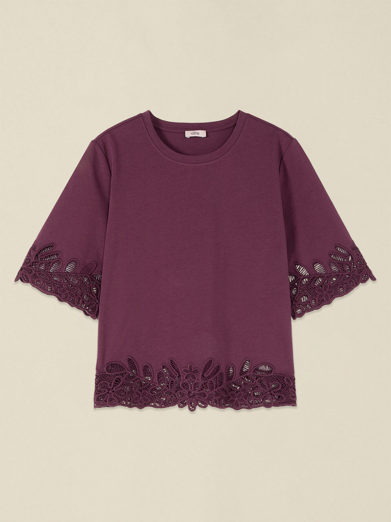 T-Shirt aus Baumwolle mit Makramee-Details image number 3