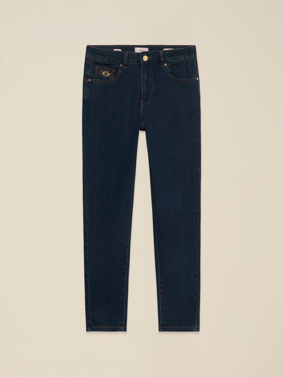 Blugi skinny din denim cu detaliu cataramă