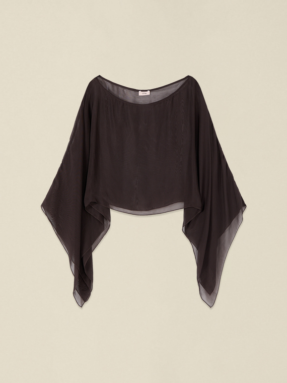 Poncho cache-&eacute;paules en georgette