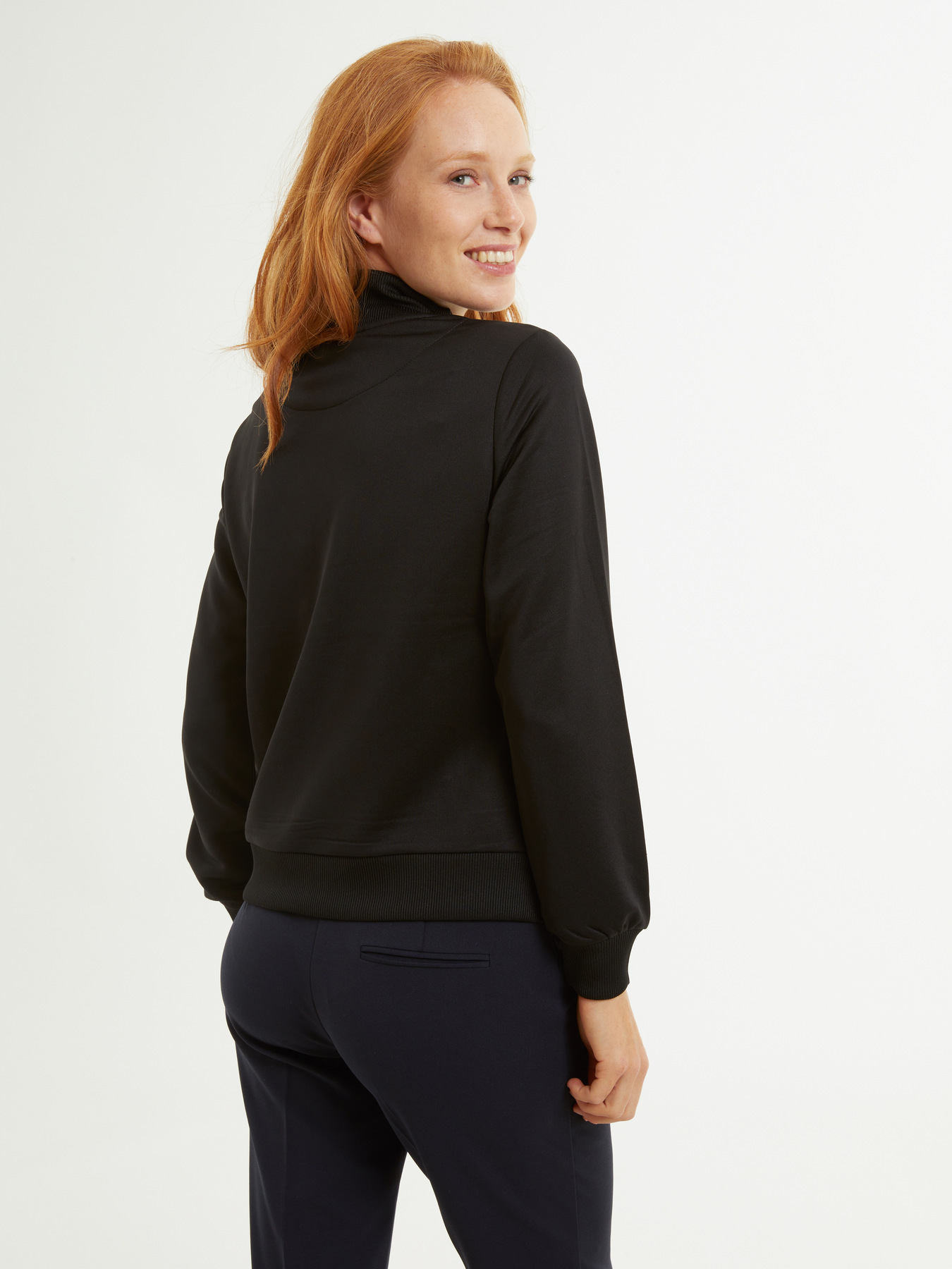 Two-tone sweatshirt with zip and lace image number 1