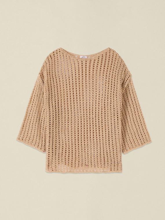 Strickpullover mit Lochmuster aus Baumwollmischung