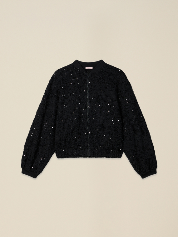 Bomber with tulle and sequins