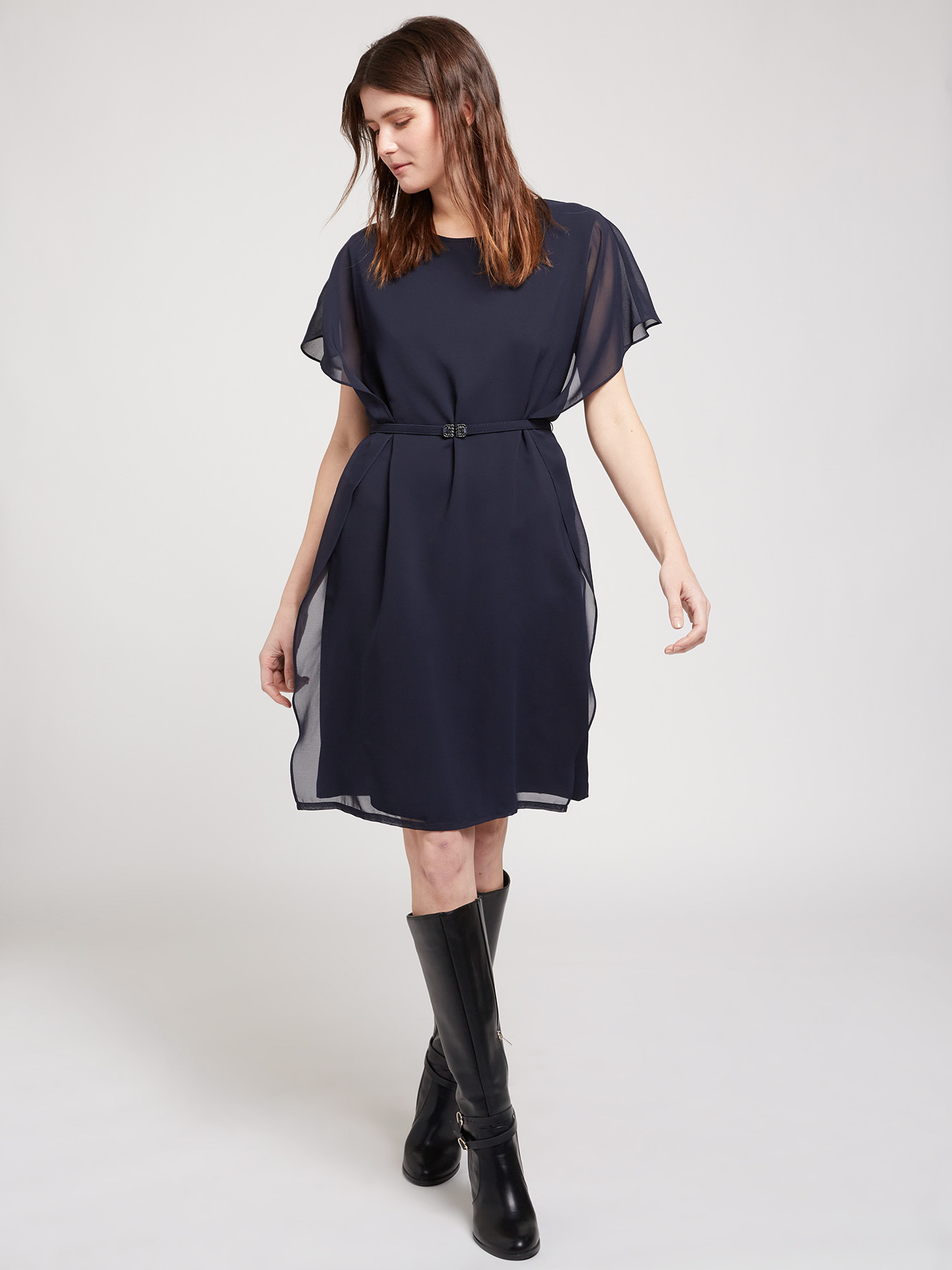 Vestito doppio strato con cintura image number 0