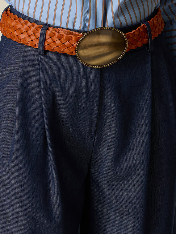 Ceinture tress&eacute;e en cuir v&eacute;ritable