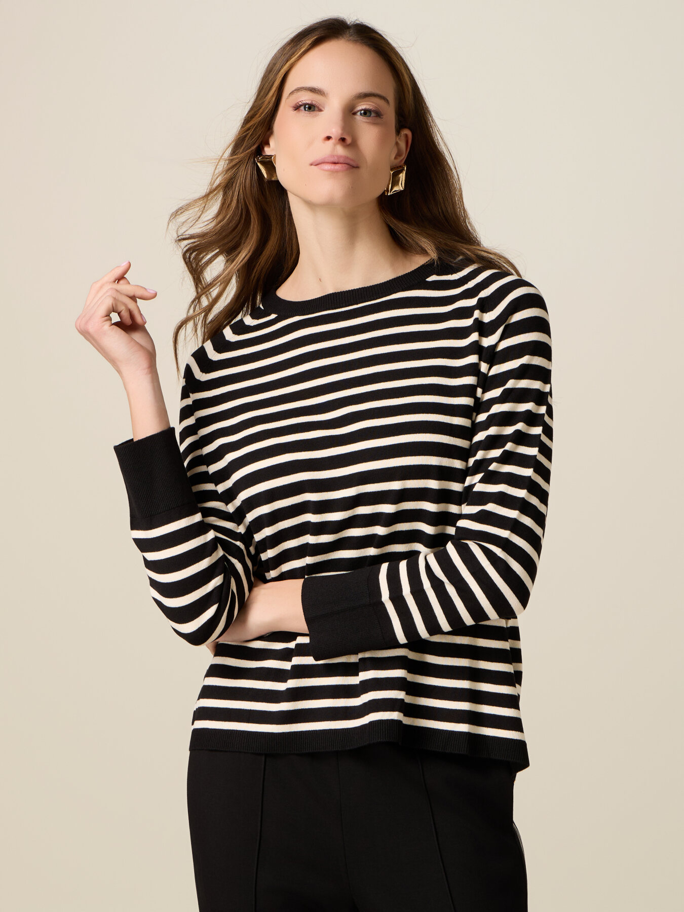 Striped sweater with buttons on the back image number 0