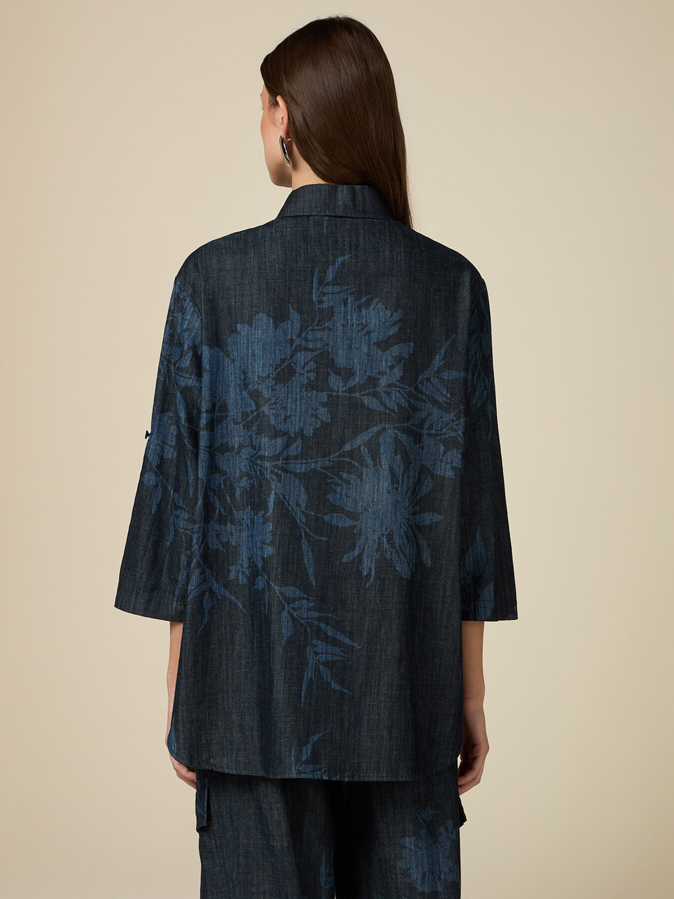Oversized printed denim shirt image number 1